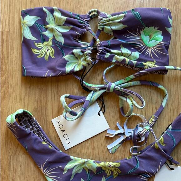 Acacia NIA LUMAHAI TOP oslo bottom Purple Floral Bikini Set - Picture 2 of 3